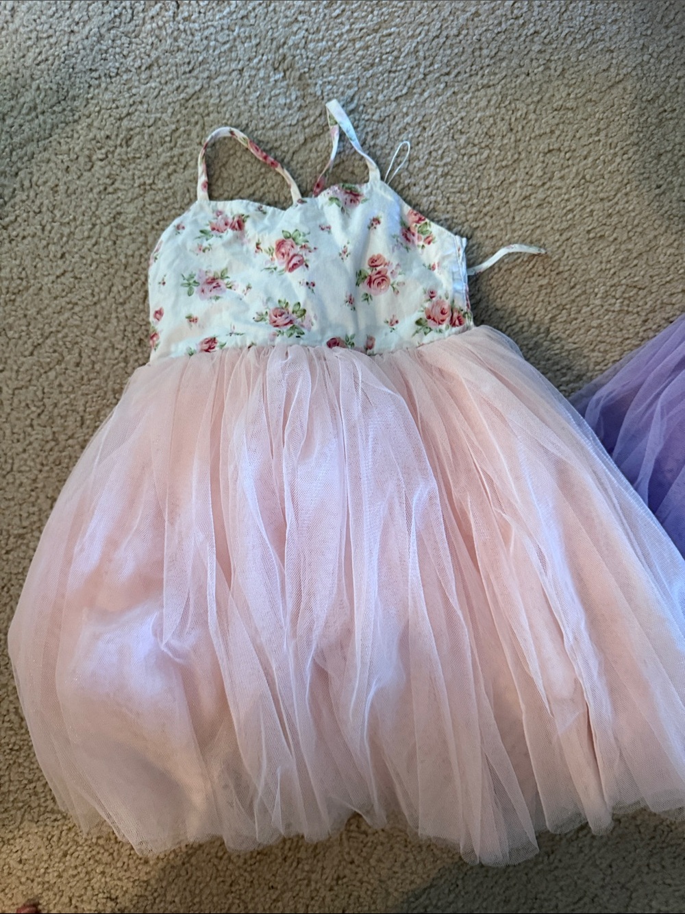 Floral Bodice Pink Tulle Dress
